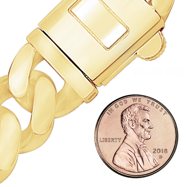 Finished Handmade Semi-Solid Plain Cuban Curb Necklace in 14K Yellow Gold