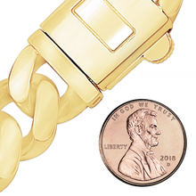 Load image into Gallery viewer, Finished Handmade Semi-Solid Plain Cuban Curb Necklace in 14K Yellow Gold
