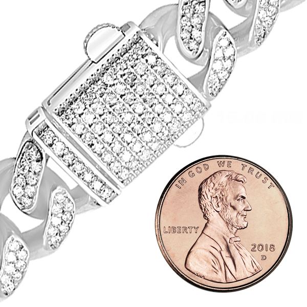 Finished Handmade Cuban Curb Bracelet with CZ in Sterling Silver