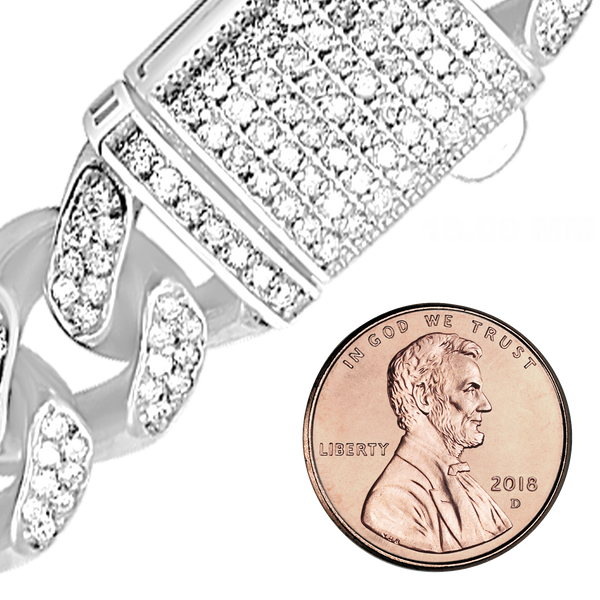 Finished Handmade Cuban Curb Bracelet with CZ in Sterling Silver