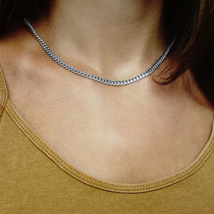 Finished Round Curb Chain Necklace in Sterling Silver