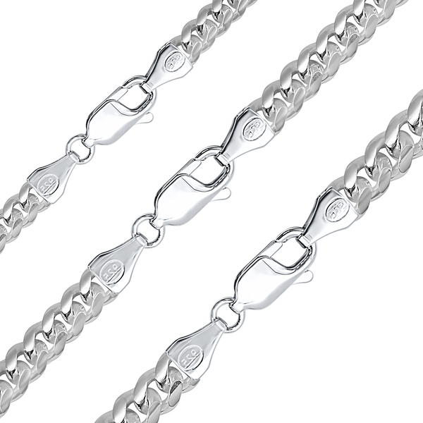 Finished Round Curb Chain Necklace in Sterling Silver