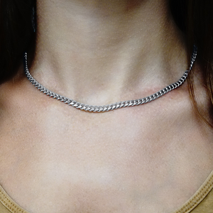 Finished Round Curb Chain Necklace in Sterling Silver