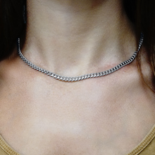 Load image into Gallery viewer, Finished Round Curb Chain Necklace in Sterling Silver
