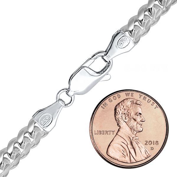Finished Round Curb Chain Necklace in Sterling Silver