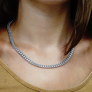 Finished Round Curb Chain Necklace in Sterling Silver