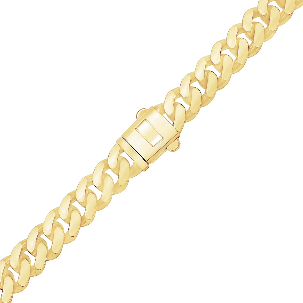 Finished Hollow Plain Cuban Curb Necklace in 14K Yellow Gold