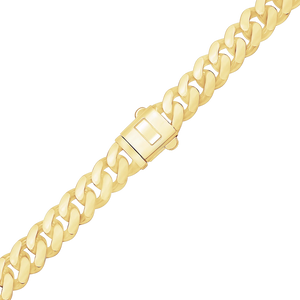 Finished Handmade Hollow Plain Cuban Curb Necklace in 14K Yellow Gold