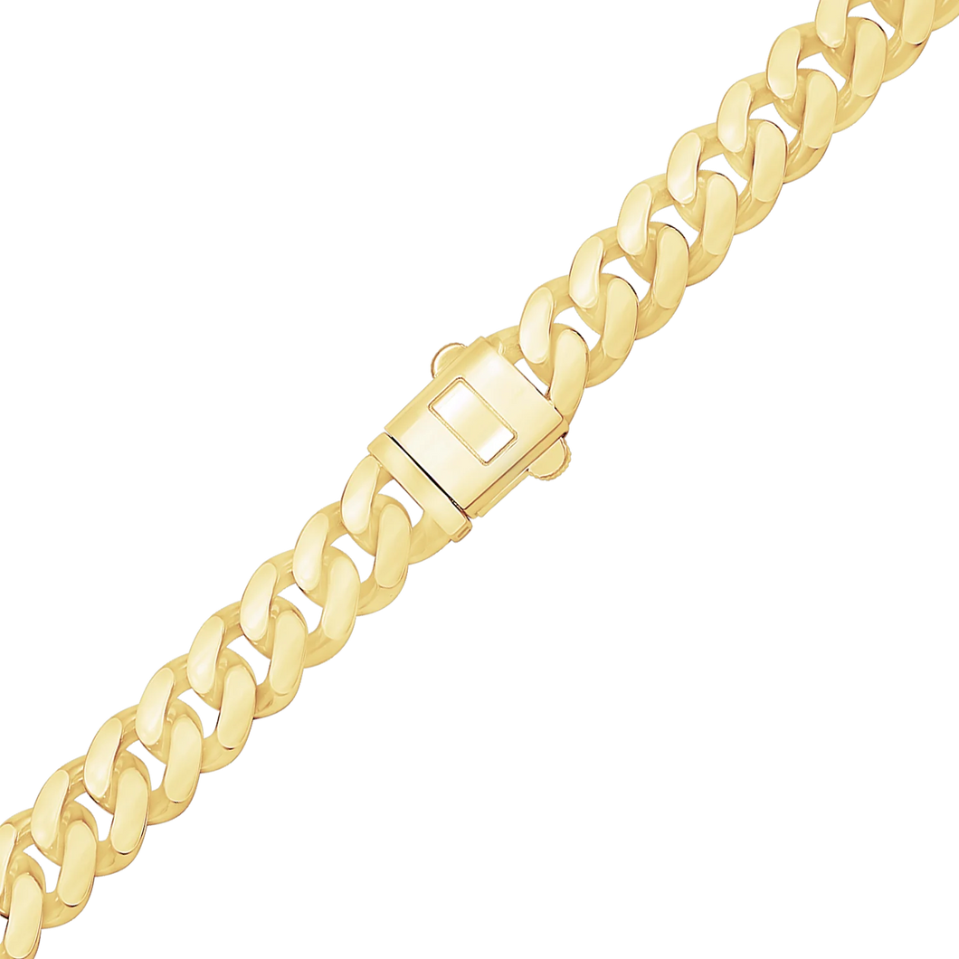 Finished Handmade Cuban Curb Necklace in 14K Yellow Gold