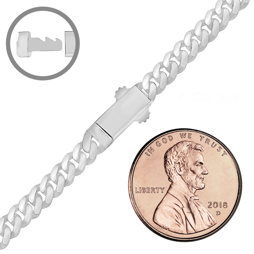 Finished Handmade Cuban Curb Necklace in Sterling Silver