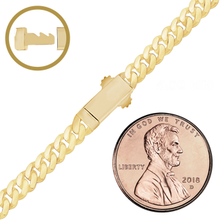 Finished Handmade Semi-Solid Cuban Curb Bracelet in 14K Yellow Gold