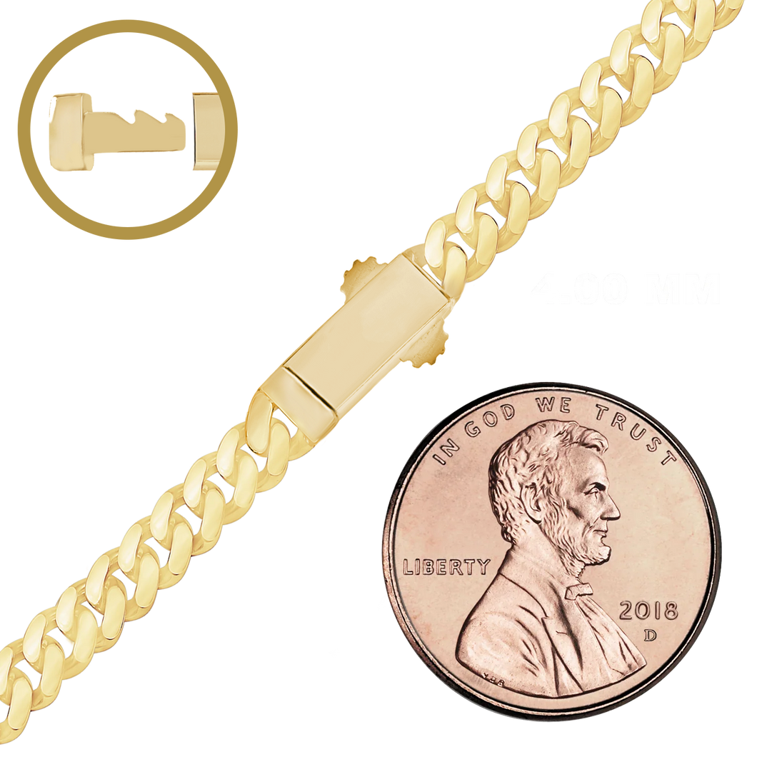 Finished Handmade Cuban Curb Necklace in 14K Yellow Gold