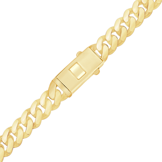Finished Handmade Semi-Solid Plain Cuban Curb Necklace in 14K Yellow Gold