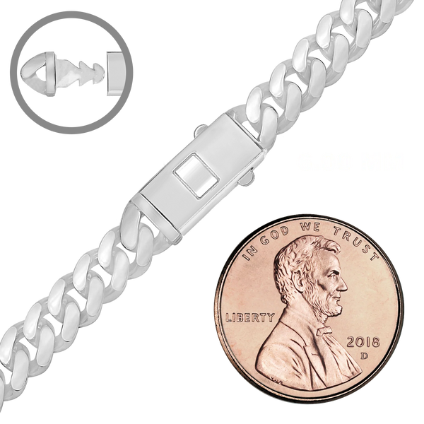 Finished Handmade Cuban Curb Bracelet in Sterling Silver