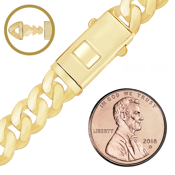 Finished Handmade Cuban Curb Bracelet in 14K Yellow Gold