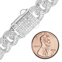 Load image into Gallery viewer, Finished Handmade Cuban Curb Bracelet with CZ in Sterling Silver
