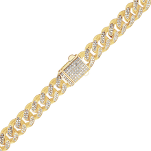 Load image into Gallery viewer, Finished Cuban Curb Bracelet with Diamonds in 14K Yellow Gold
