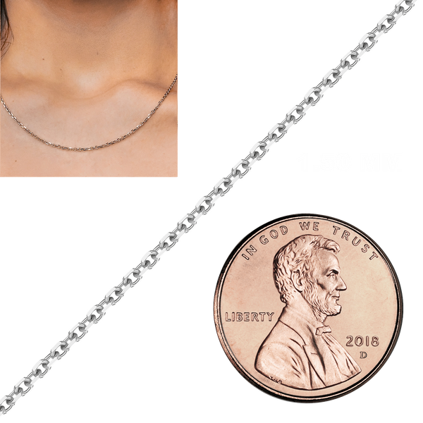 Bulk / Spooled Diamond Cut Round Cable Chain in 14K & 18K White Gold (1.05 mm - 2.20 mm)