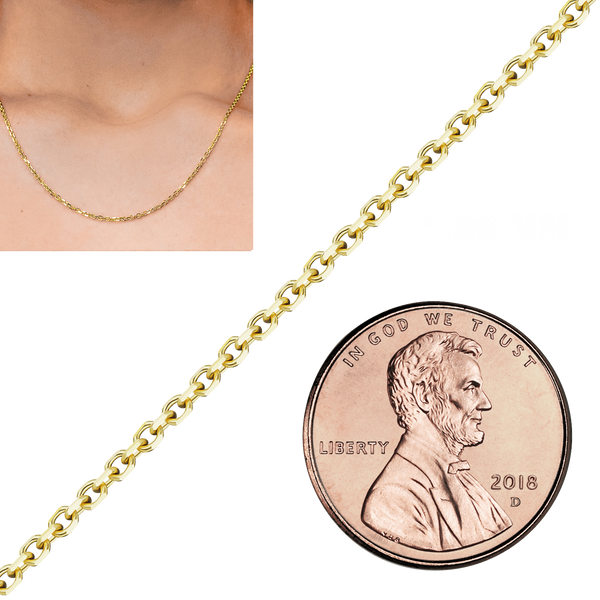 Bulk / Spooled Diamond Cut Round Semi-Solid Cable Chain in 14K Yellow Gold (1.05 mm - 3.80 mm)