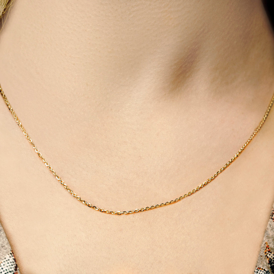 Delancey St. Diamond Cut Cable Chain Necklace in Sterling Silver 18K Yellow Gold Finish