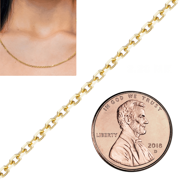 Bulk / Spooled Diamond Cut Round Semi-Solid Cable Chain in 14K Yellow Gold (1.05 mm - 3.80 mm)