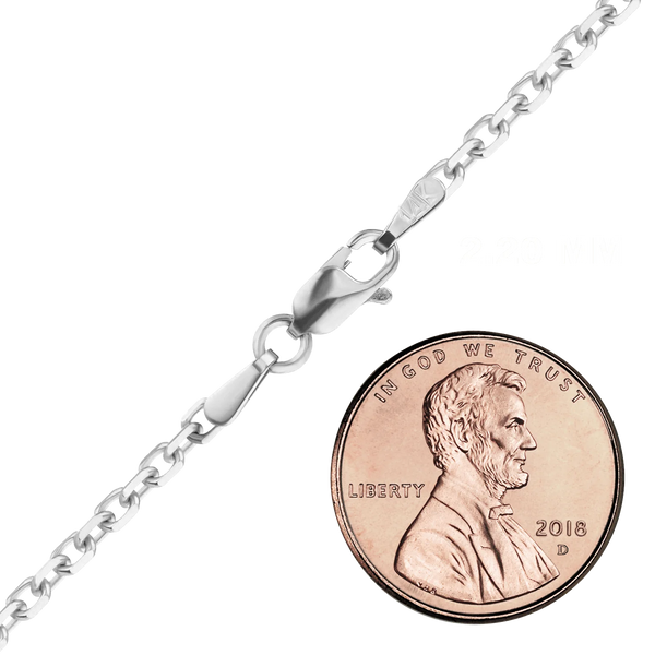 Delancey St. Diamond Cut Cable Anklet in 14K White Gold