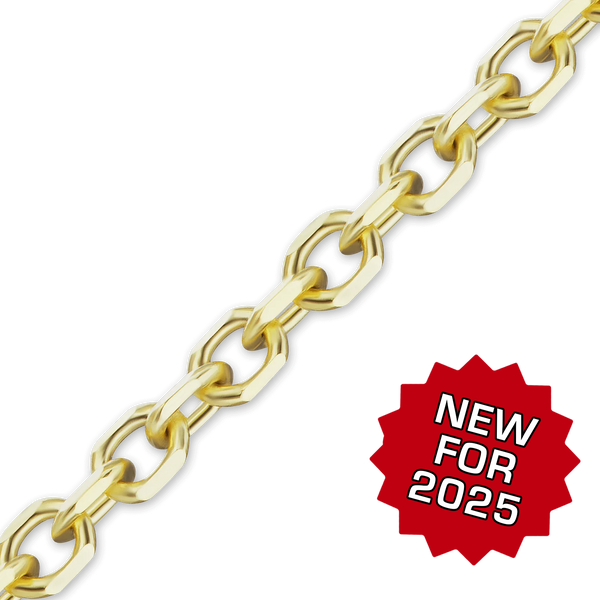 Bulk / Spooled Diamond Cut Round Semi-Solid Cable Chain in 14K Yellow Gold (1.05 mm - 3.80 mm)