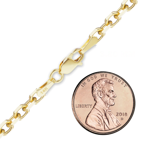 Delancey St. Diamond Cut Semi-Solid Cable Anklet in 14K Yellow Gold