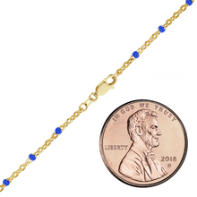 Load image into Gallery viewer, Finished Cable Necklace with Blue Enamel Beads in 14K Gold-Filled
