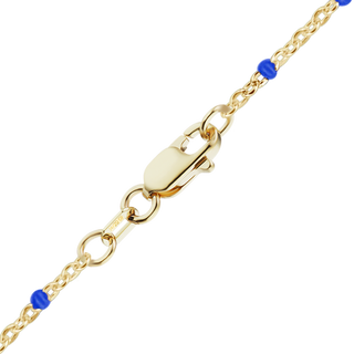 Finished Cable Anklet with Blue Enamel Beads in 14K Gold-Filled