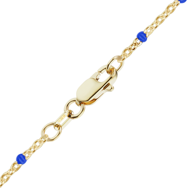 Finished Cable Anklet with Blue Enamel Beads in 14K Gold-Filled