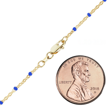 Load image into Gallery viewer, Finished Cable Necklace with Blue Enamel Beads in 14K Gold-Filled

