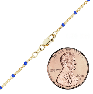 Finished Cable Anklet with Blue Enamel Beads in 14K Gold-Filled