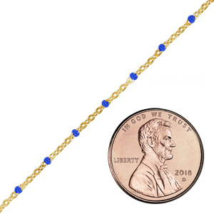 Bulk / Spooled Cable Chain with Blue Enamel Beads in 14K Gold-Filled (1.20 mm)