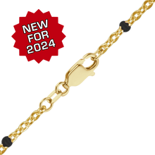 Load image into Gallery viewer, Finished Cable Necklace with Black Enamel Beads in 14K Gold-Filled
