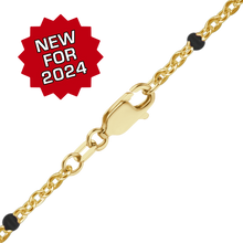 Load image into Gallery viewer, Finished Cable Bracelet with Black Enamel Beads in 14K Gold-Filled
