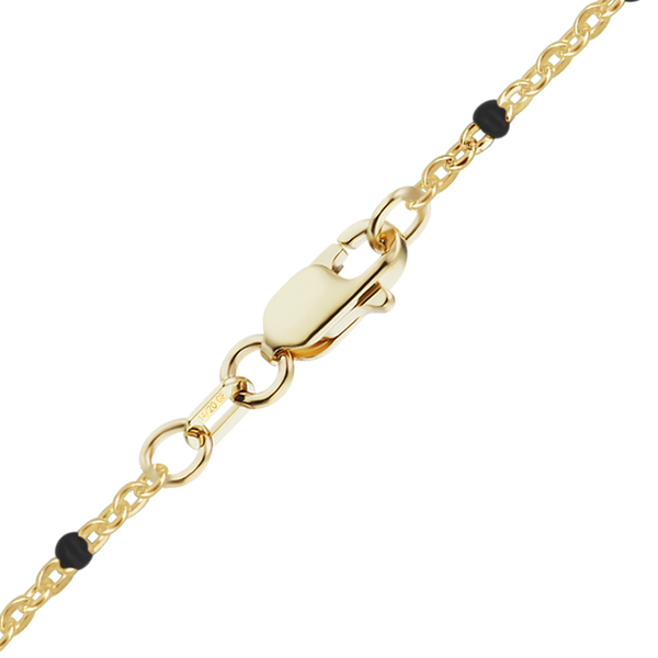 Finished Cable Anklet with Black Enamel Beads in 14K Gold-Filled