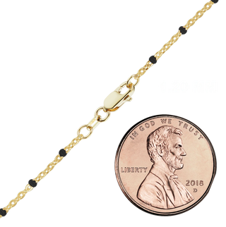 Finished Cable Anklet with Black Enamel Beads in 14K Gold-Filled