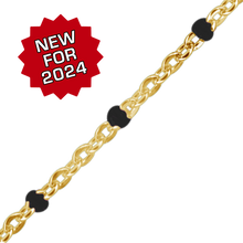 Load image into Gallery viewer, Bulk / Spooled Cable Chain with Black Enamel Beads in 14K Gold-Filled (1.20 mm)
