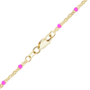 Finished Cable Anklet with Pink Enamel Beads in 14K Yellow Gold
