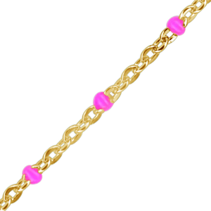 Bulk / Spooled Cable Chain with Pink Enamel Beads in 14K Gold-Filled (1.20 mm)