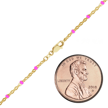 Load image into Gallery viewer, Finished Cable Anklet with Pink Enamel Beads in 14K Gold-Filled
