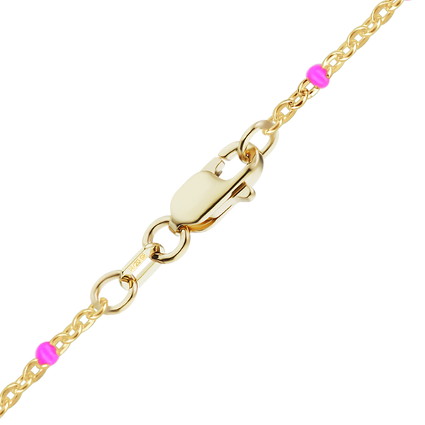 Finished Cable Bracelet with Pink Enamel Beads in 14K Gold-Filled