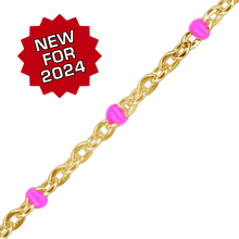 Load image into Gallery viewer, Bulk / Spooled Cable Chain with Pink Enamel Beads in 14K Gold-Filled (1.20 mm)

