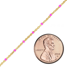 Load image into Gallery viewer, Bulk / Spooled Cable Chain with Pink Enamel Beads in 14K Gold-Filled (1.20 mm)
