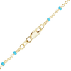 Finished Cable Anklet with Teal Enamel Beads in 14K Yellow Gold
