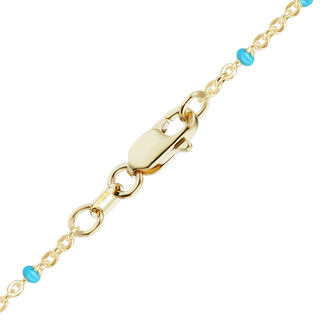 Finished Cable Bracelet with Teal Enamel Beads in 14K Gold-Filled