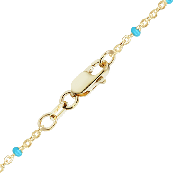 Finished Cable Necklace with Teal Enamel Beads in 14K Gold-Filled