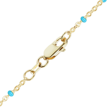 Load image into Gallery viewer, Finished Cable Anklet with Teal Enamel Beads in 14K Gold-Filled
