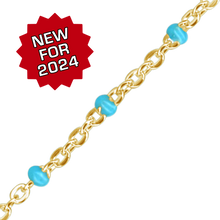 Load image into Gallery viewer, Bulk / Spooled Cable Chain with Teal Enamel Beads in 14K Gold-Filled (1.20 mm)
